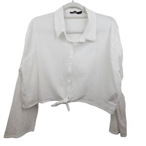 Nasty Gal Crepe Crop Button Up Top Size 10